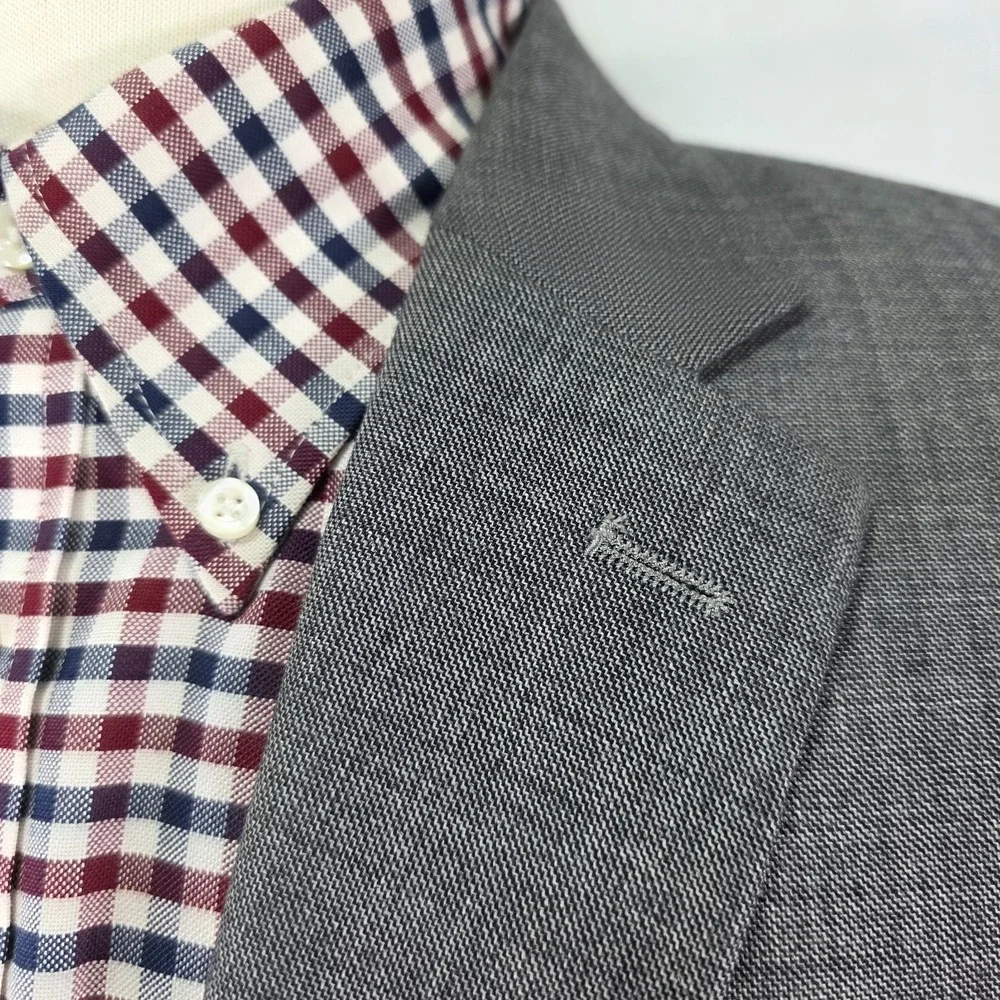 Chaps Men's‎ Sport Coat Blazer Two Button Gray Heather Sharkskin Wool 46R